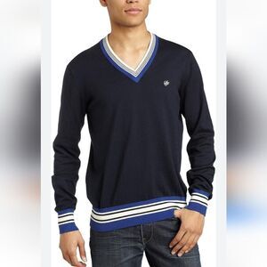 Sean Jean Tipped V Neck Knit Sweater XL